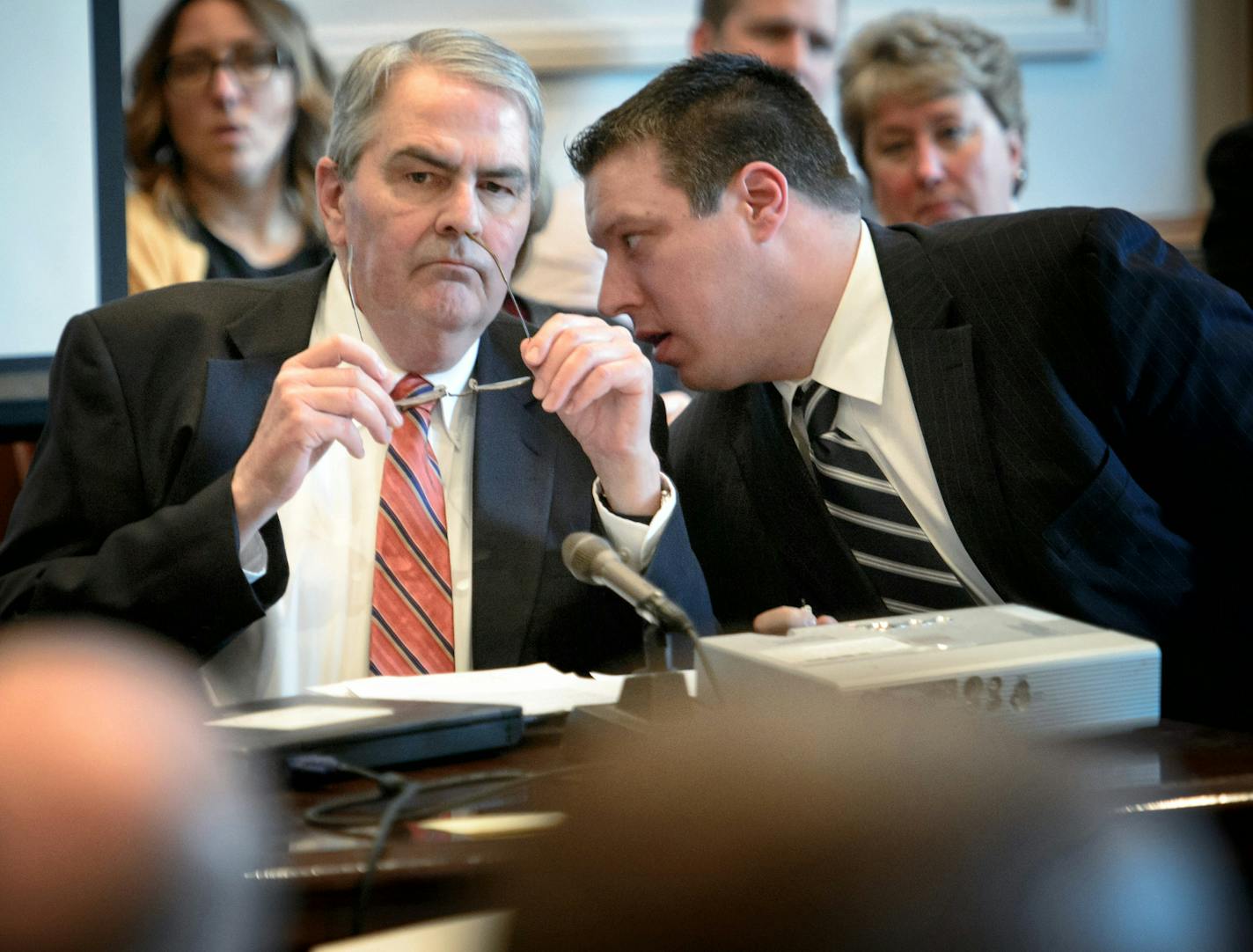 Ed Van Petten, executive director of the Minnesota Lottery, faced tough questioning from senators over lottery games on the internet and at gasoline pumps. On the right is Chris Kwapick, Legislative Liaison for the Minnesota Lottery. ] GLEN STUBBE * GSTUBBE@STARTRIBUNE.COM Friday, February 2, 2015 ORG XMIT: MIN1502021555519051