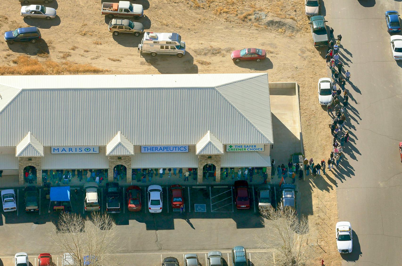 On Jan. 1, 2014, a long line of buyers waited at a store selling marijuana in Pueblo West, Colo.
