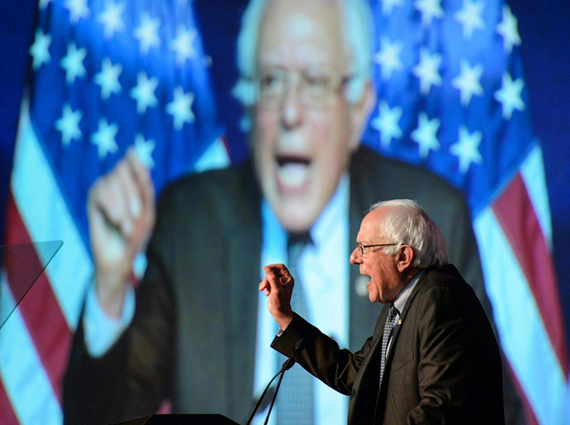 Democratic hopeful Bernie Sanders spoke to the DNC summer meeting.