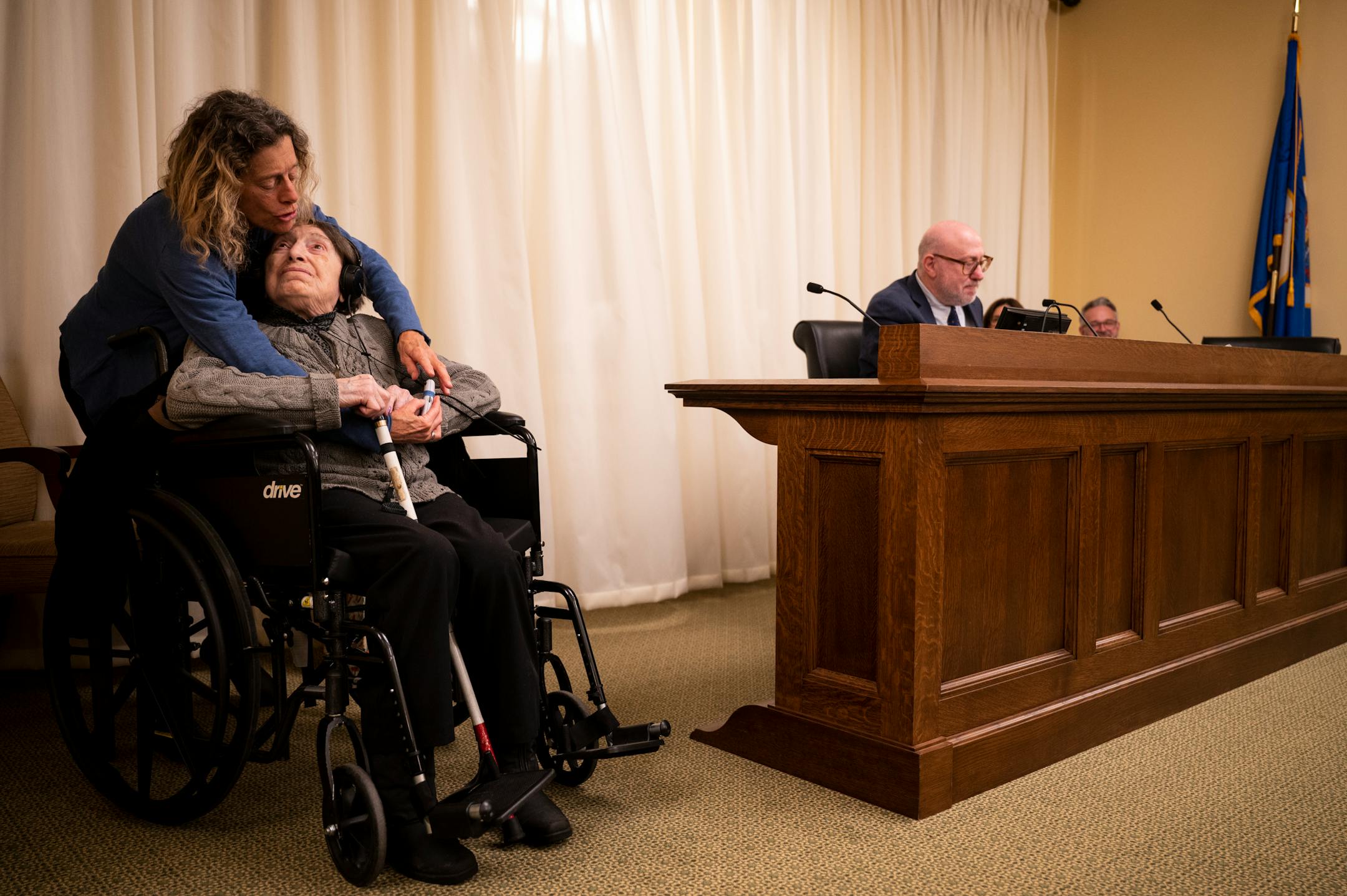 Dora Zaidenweber, left, was joined by her daughter Rosanne as she testified in front of the Minnesota House Education Policy Committee.