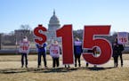 Activists appealed for a $15 minimum wage near the U.S. Capitol on Feb. 25.