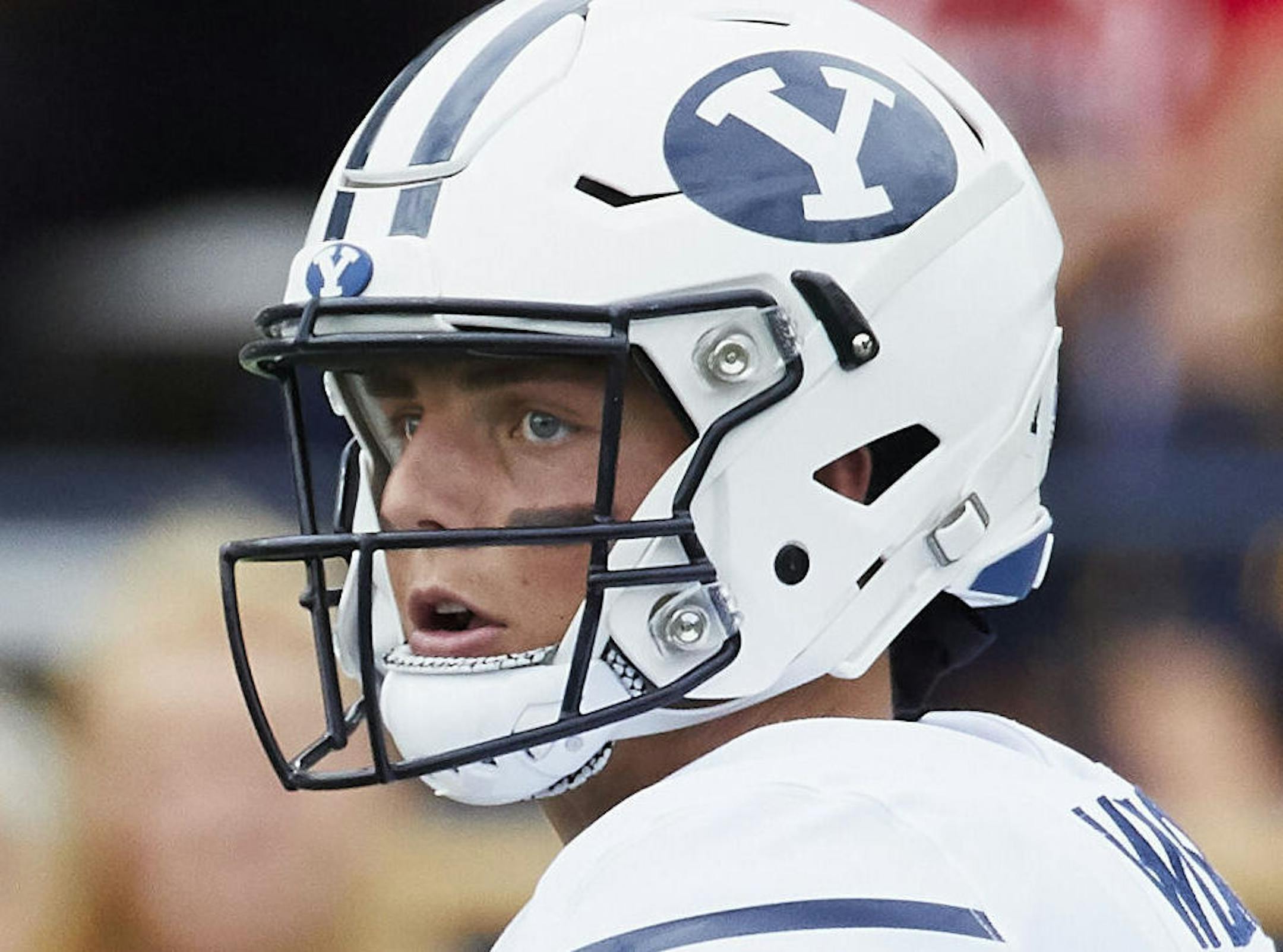 Brigham Young quarterback Zach Wilson (1) in action against the Toledo during an NCAA football game on Saturday, Sept. 28, 2019 in Toledo, Ohio. (AP Photo/Rick Osentoski) ORG XMIT: NYOTK