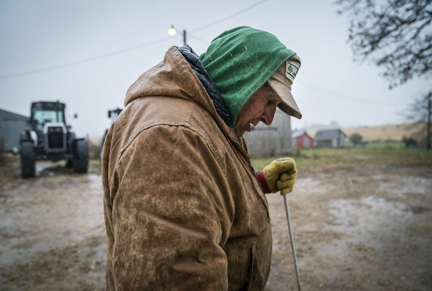 "If I get it, I get it." Eugene Tessmer, 86, who farms near Caledonia, is resigned to the virus' spread.