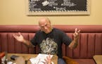 FILE -- Jesse Ventura gestured during an interview at Keys Cafe on August 8, 2016.
