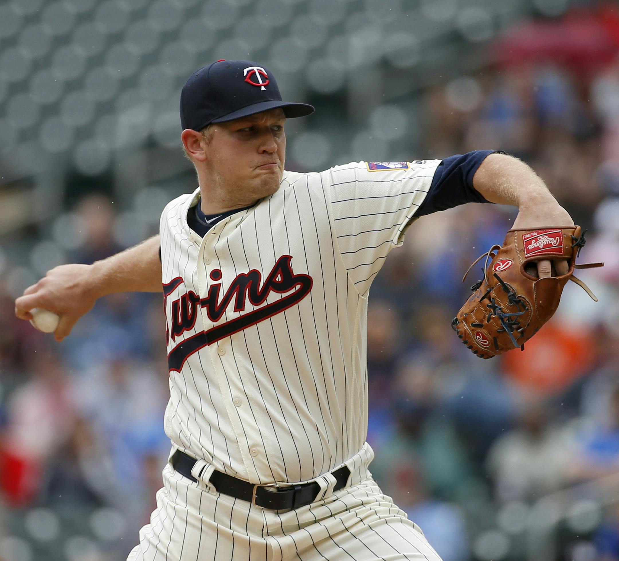 Minnesota Twins starting pitcher Tyler Duffey delivers to the Kansas City Royals during the first inning of a baseball game in Minneapolis, Wednesday, May 25, 2016. (AP Photo/Ann Heisenfelt) ORG XMIT: MIN2016052519094047