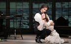 Lee Poulis as Heathcliff and Sara Jakubiak as Catherine Earnshaw in The Minnesota Opera production of Wuthering Heights Music by Bernard Herrmann Libr