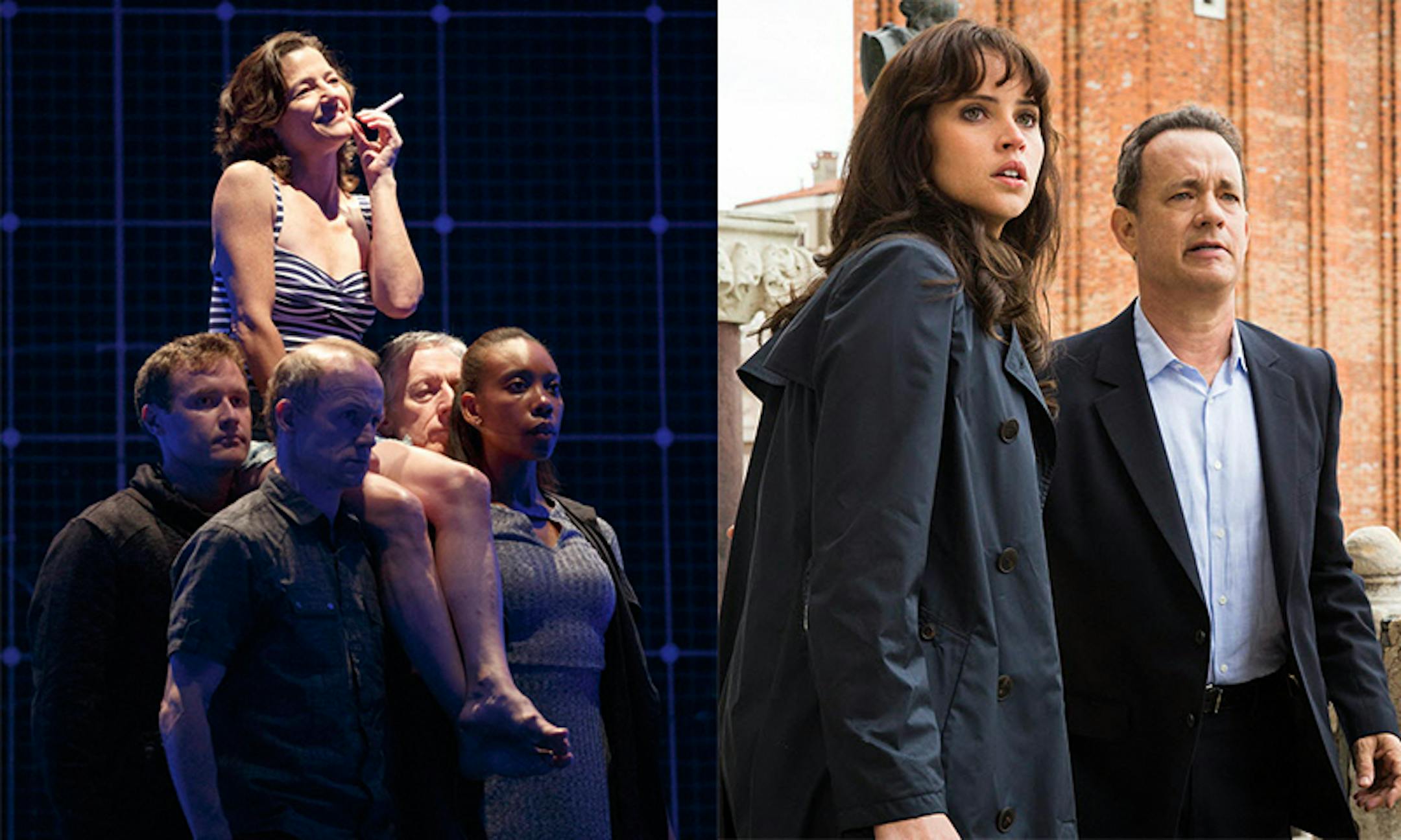 Minneapolis native Felicity Jones Latta, left, in "The Curious Incident of the Dog in the Night-Time," and British actress Felicity Jones with Tom Hanks in "Inferno," right.