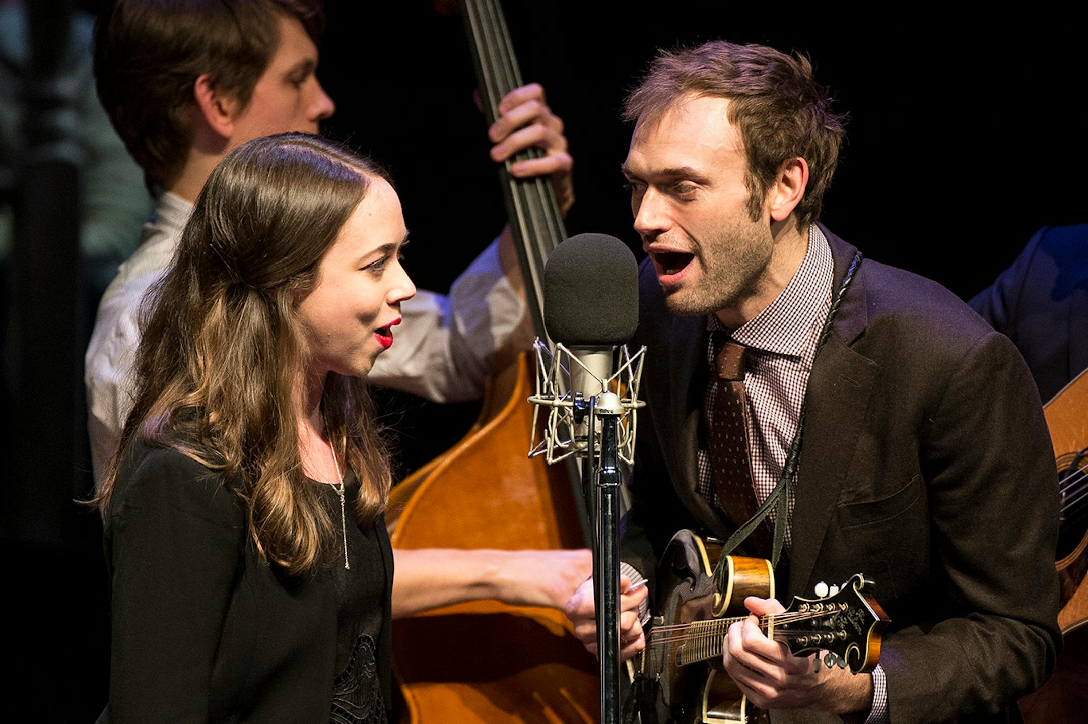 vocalist Sarah Jarosz sang with "A Prairie Home Companion" host Chris Thile and the Punch Brothers during Saturday night's show at the Fitzgerald theater.