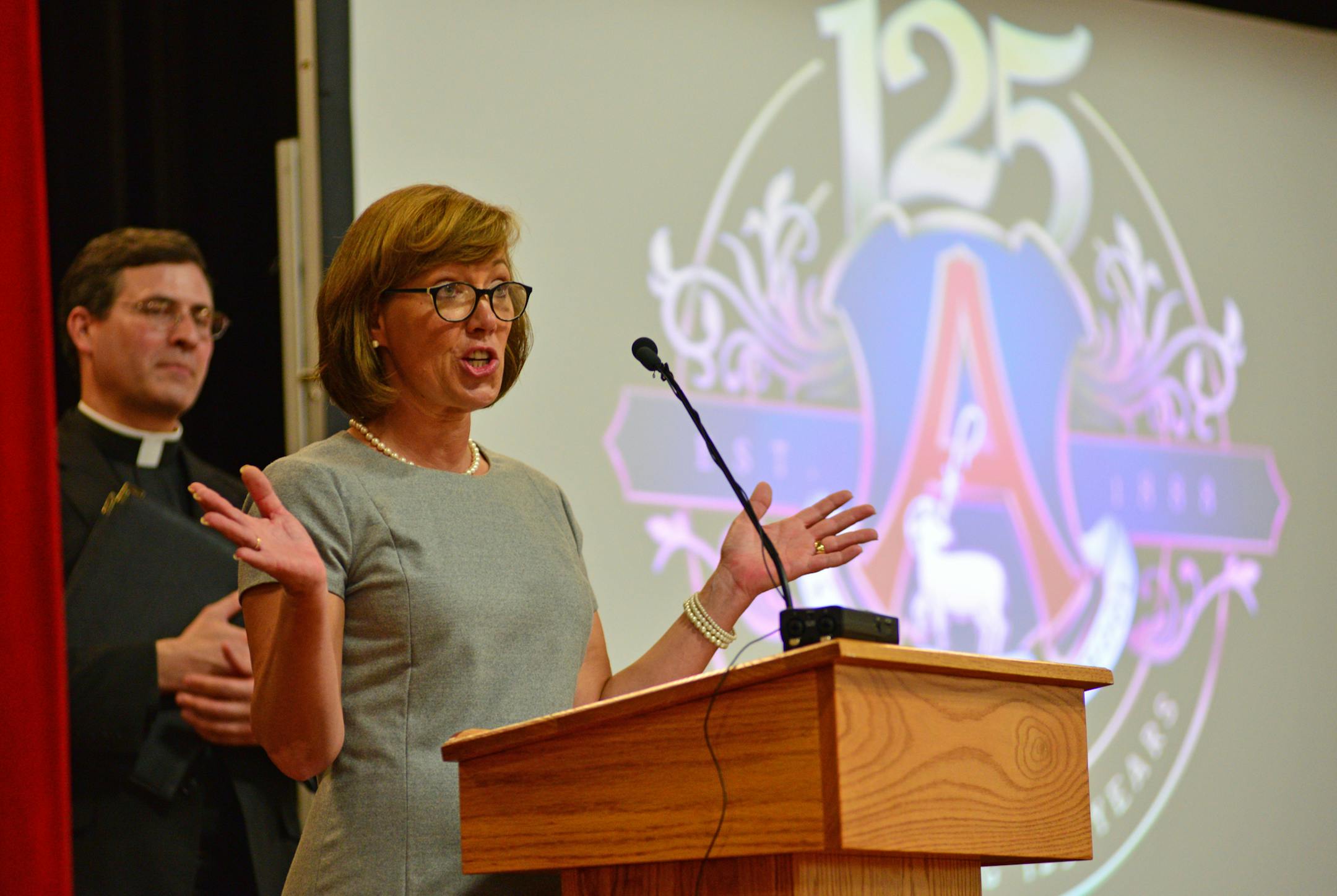 Jean Houghton from St. Agnes School announced the $10 million donation Thursday, calling it “one of the largest single gifts ever” to a Catholic school in the Archdiocese of St. Paul and Minneapolis.