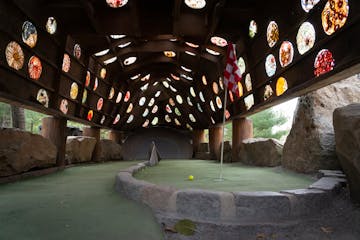 Bruce Stillman has transformed the hay field he bought into acres of art and fun as the Big Stone Sculpture Gardens and Mini Golf. This hole is in the