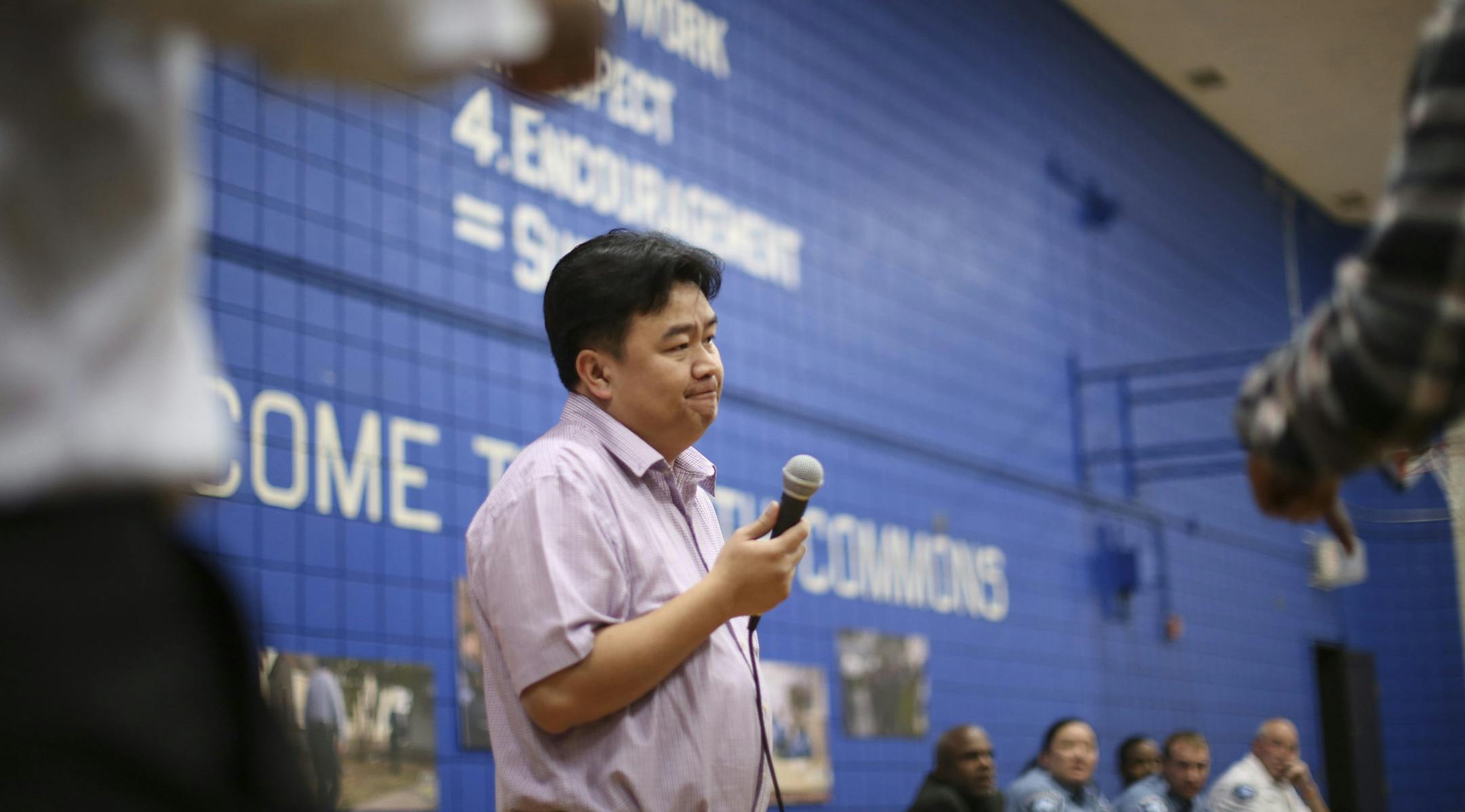 Blong Yang listened as audience members criticized him at the public safety forum he was hosting Tuesday night for introducing a budget amendment in December that would have provided more than $600,000 to fortify the Fourth Precinct police station. ] JEFF WHEELER ï jeff.wheeler@startribune.com Minneapolis Council Member Blong Yang, the city's first Hmong-American council member and one of two council members representing the north side is one of the most blunt -- and sometimes unpredictable