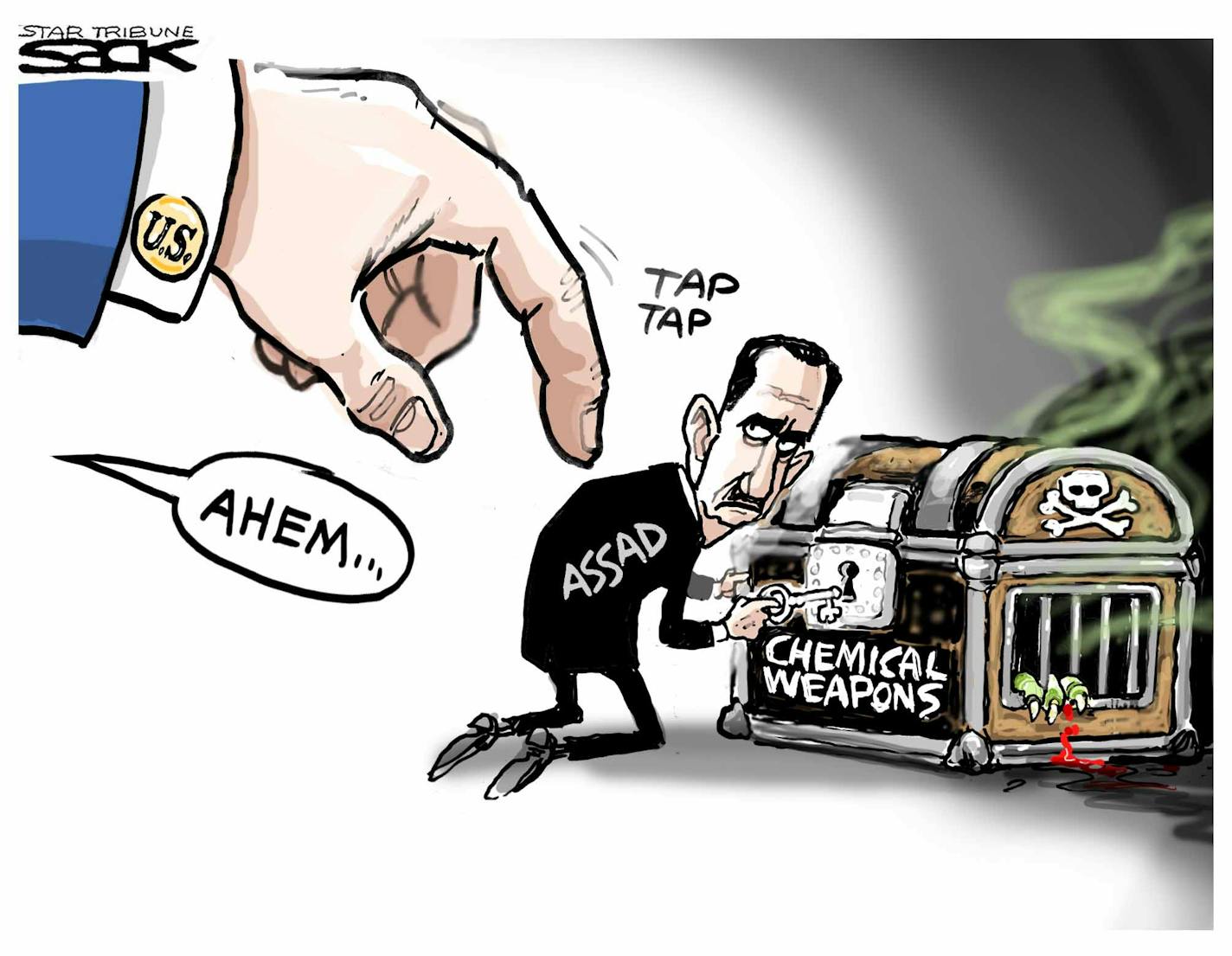 Steve Sack editorial cartoon for Dec. 5, 2012. U.S. says it has credible information of a chemical weapon arsenal in Syria.