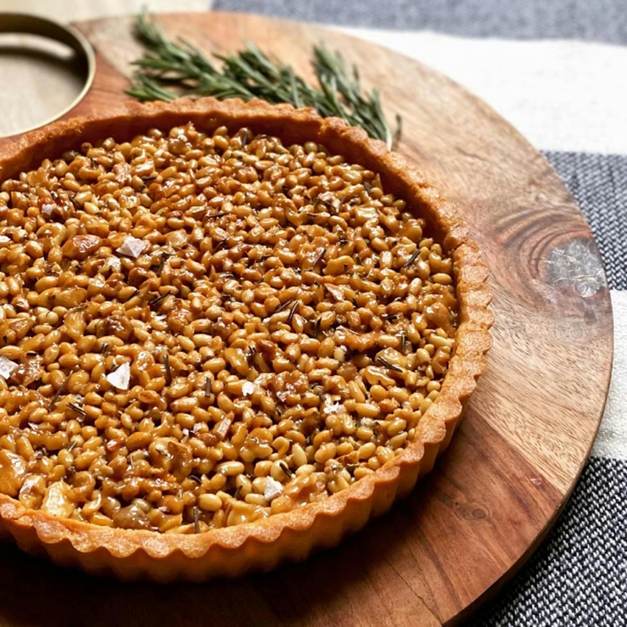 Credit: Barrett Radziun Musician Barrett Radziun is baking his way through Claire Saffitz's "Dessert Person." Salty Nut Tart with Rosemary.