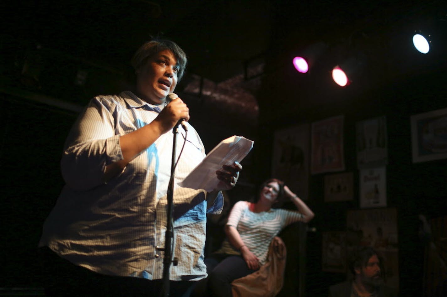 Roxane Gay takes part in Literary Death Match in MInneapolis in 2015.