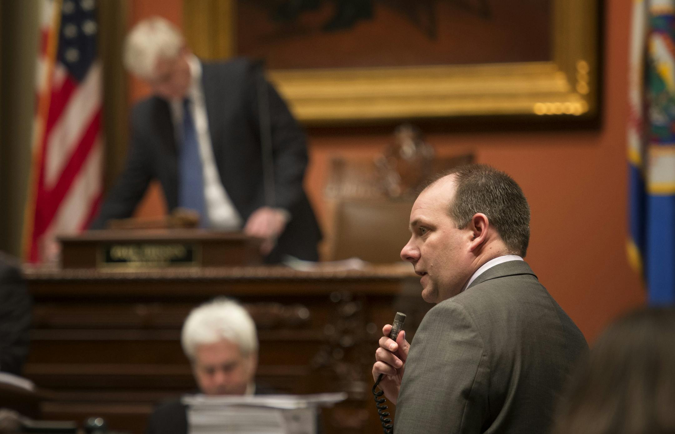 Rep. Kelby Woodard, R-Belle Plaine and Assistant Minority Leader is the Republican lead on education. He offered many amendments to rein in the K-12 education bill, most of which were defeated. Tuesday, April 23, 2013. ] GLEN STUBBE * gstubbe@startribune.com