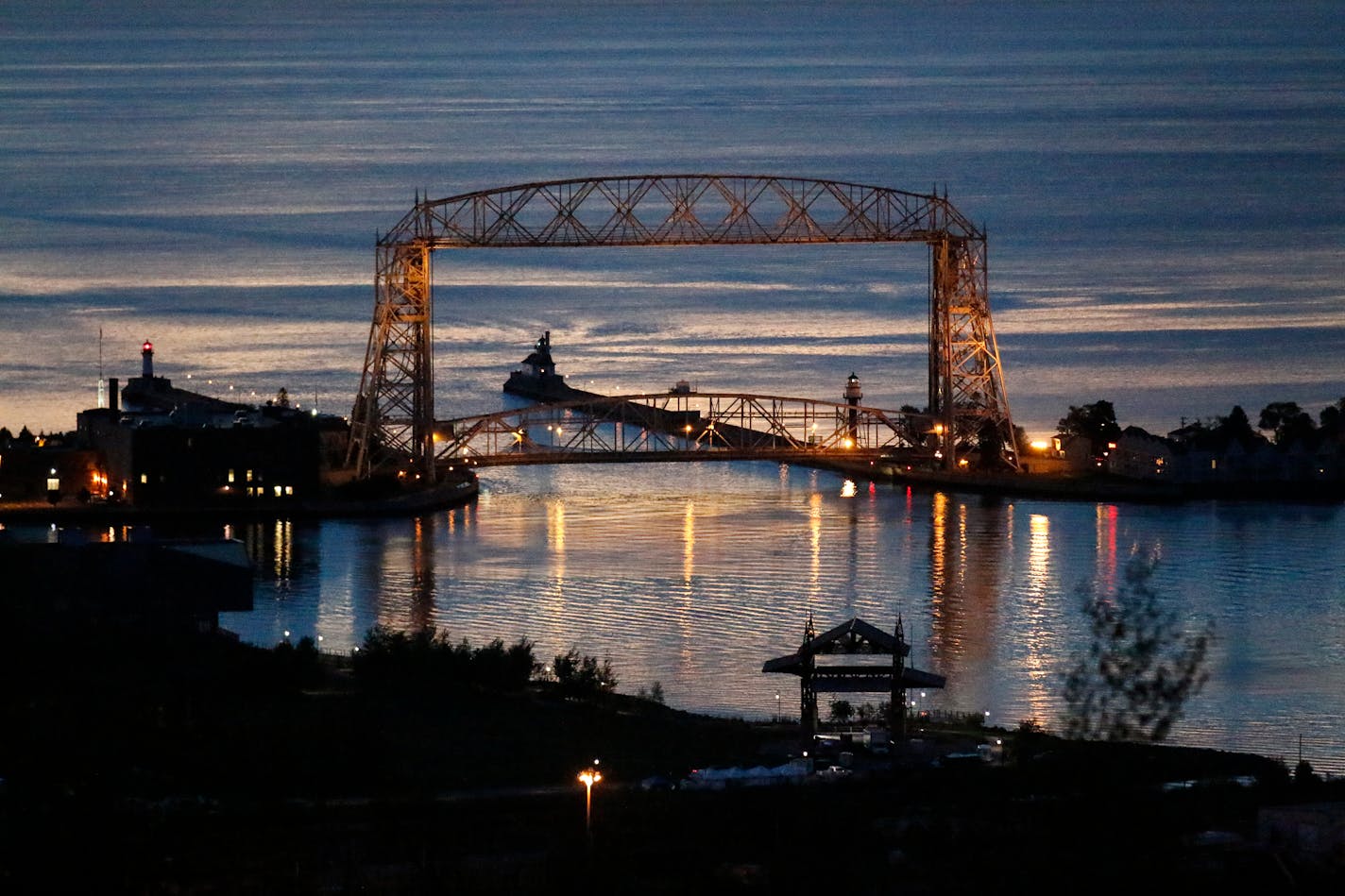 The sun rises over Duluth harbor as seen from Skyline Parkway, a perennial favorite view for sightseers.