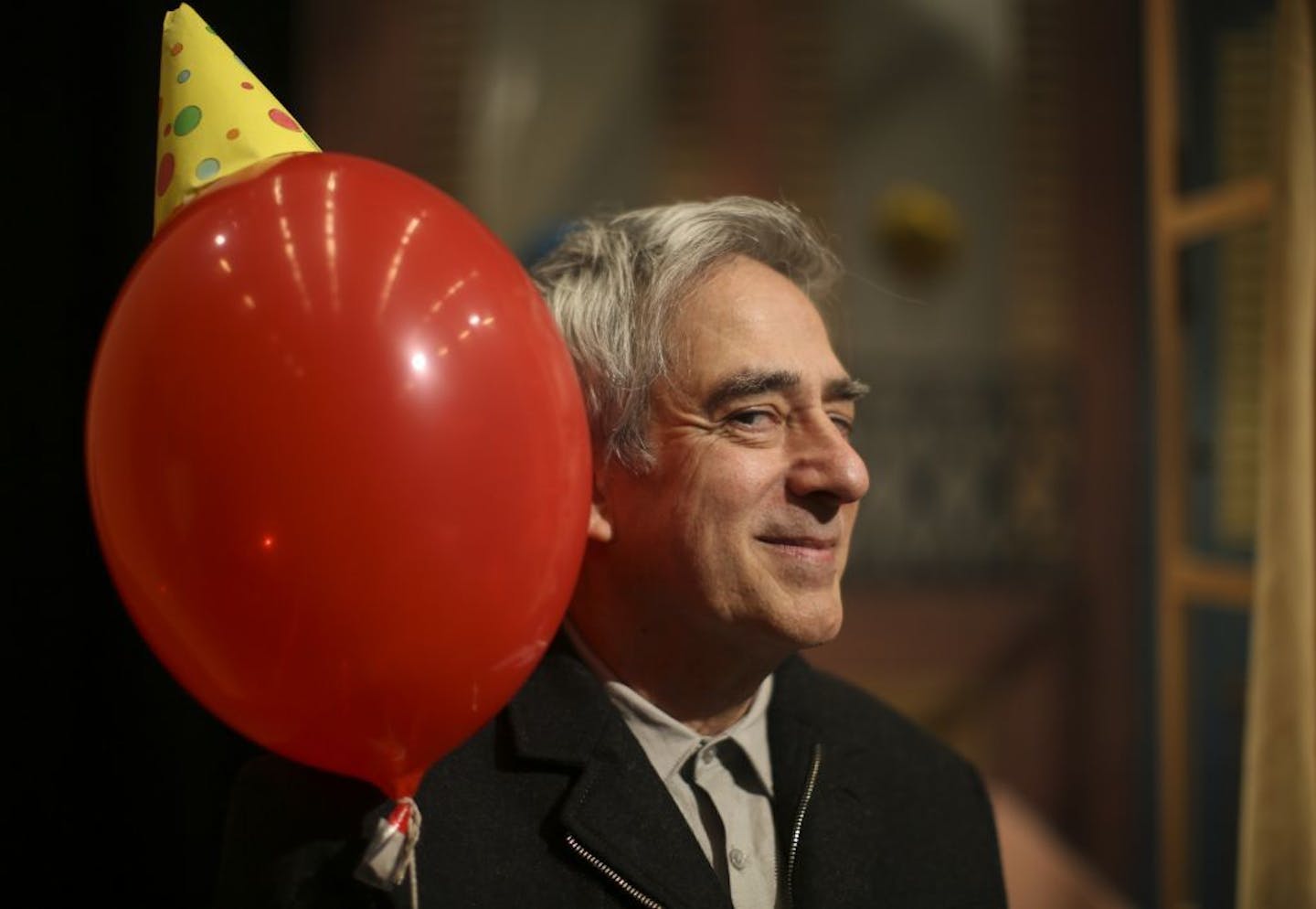 Robert Dorfman with his co-star on the set of "Baloonacy" Sunday afternoon.