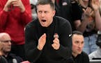 Ohio State interim coach Jake Diebler shouted encouragement during the first half of the Buckeyes' 73-69 upset over No. 2 Purdue an NCAA college baske