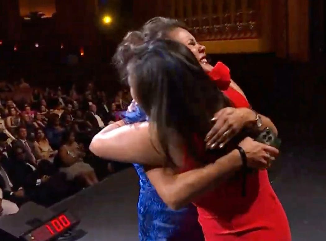 Hai Hai's Christina Nguyen won the Best Chef: Midwest at the James Beard Awards on Monday in Chicago in this screen grab taken from the event's livestream. Presenting the award is previous winner — and fellow Minneapolis chef — Ann Kim.