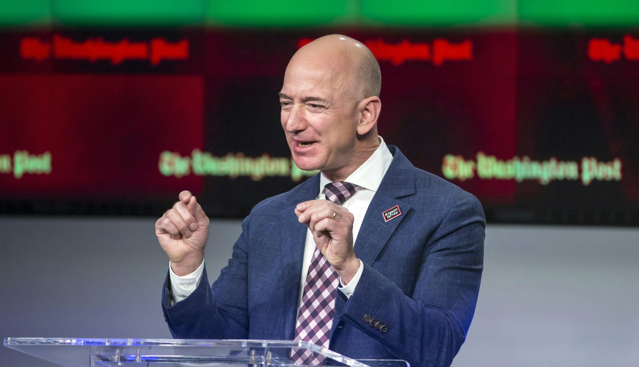 FILE - In this Jan. 28, 2016, file photo, billionaire Amazon founder and Washington Post owner Jeff Bezos talks about the history and character of the Post during a dedication ceremony for its new headquarters in Washington. Bezos briefly became the worldís richest man Thursday, July 27, 2017 in Forbes magazineís tracking of wealth, as stock in his e-commerce company hit an all-time high. Microsoft founder Bill Gates reclaimed the lead by afternoon, as Amazonís stock fell nearly 1