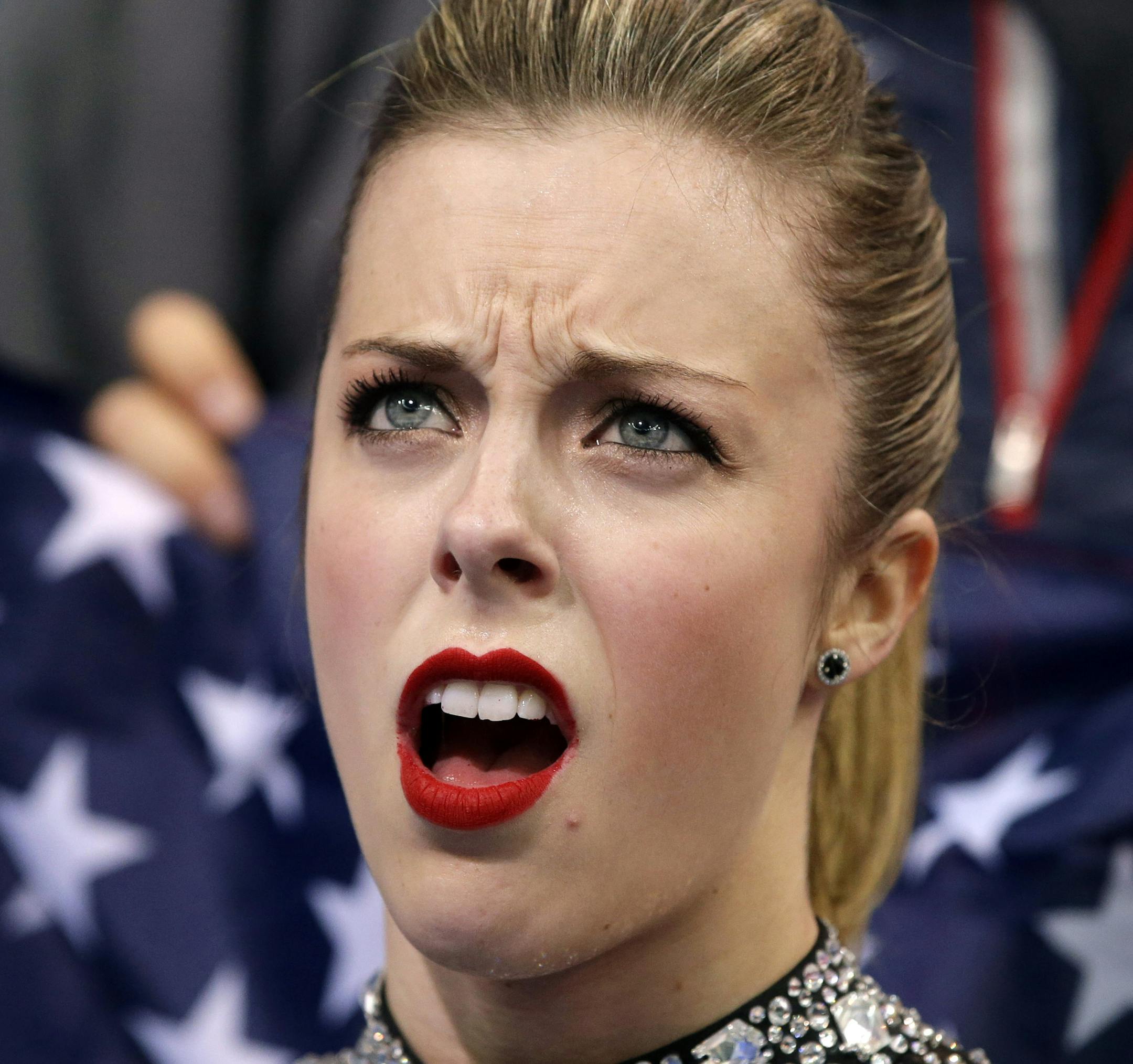 FILE PHOTO - In this Feb. 8, 2014 photo, Ashley Wagner, of the United States, waits for her results after competing in the women's team short program figure skating competition at the Iceberg Skating Palace during the 2014 Winter Olympics, Saturday, Feb. 8, 2014, in Sochi, Russia. (AP Photo/Darron Cummings, Pool, File)