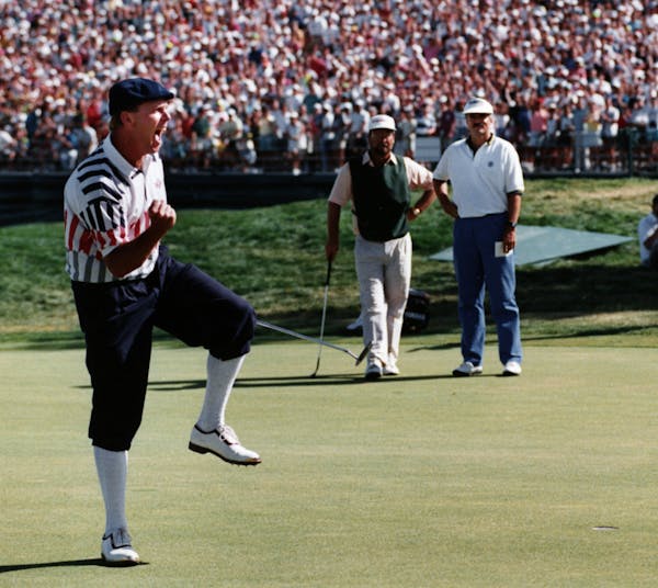 Payne Stewart sinks his final putt in the 1991 U.S. Open at Hazeltine National in Chaska.