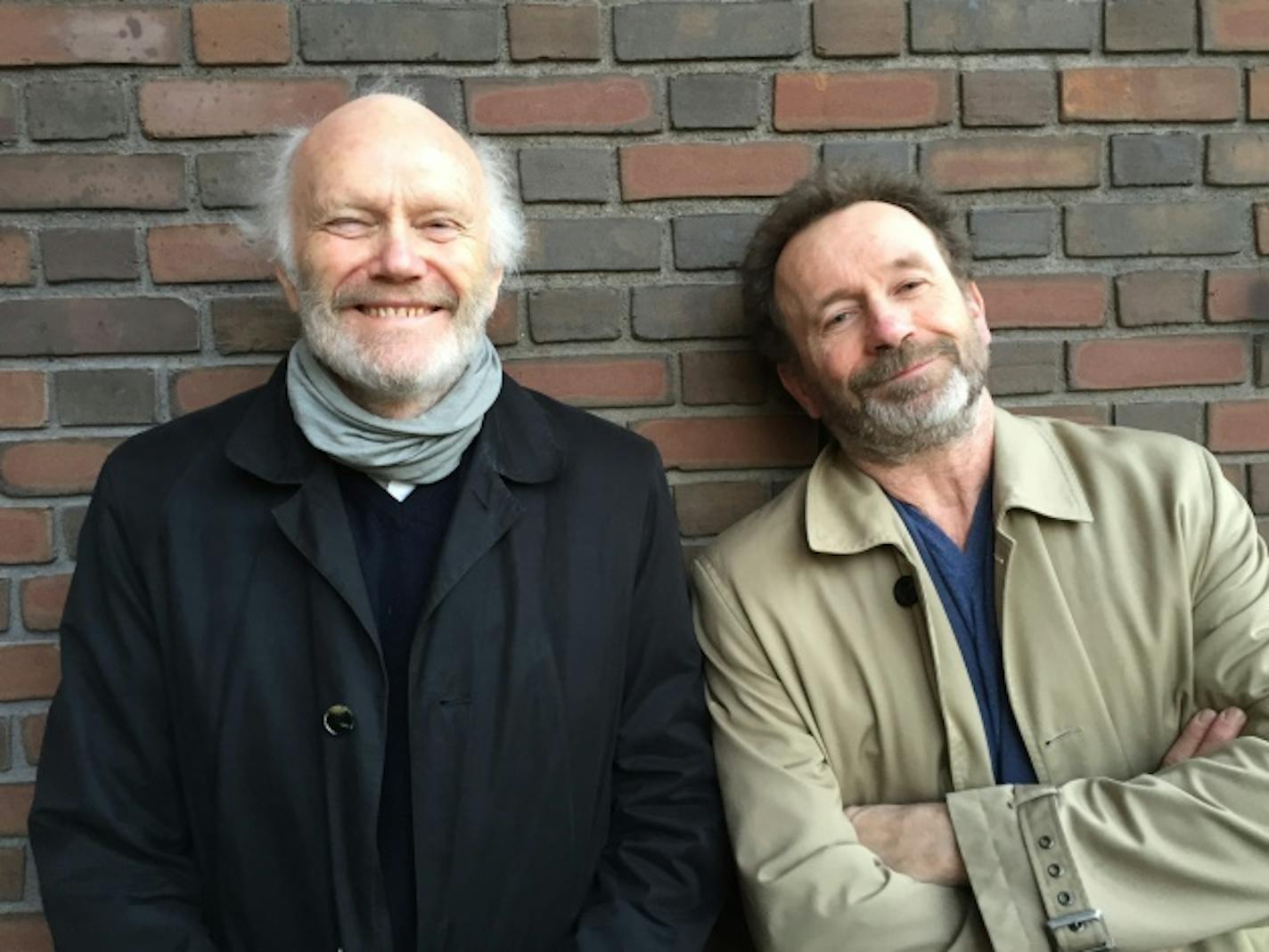 Novelist Per Petterson (right) and Geir Berdahl, his publisher at Oktober in Norway, which publishes both Petterson and Karl Ove Knausgaard