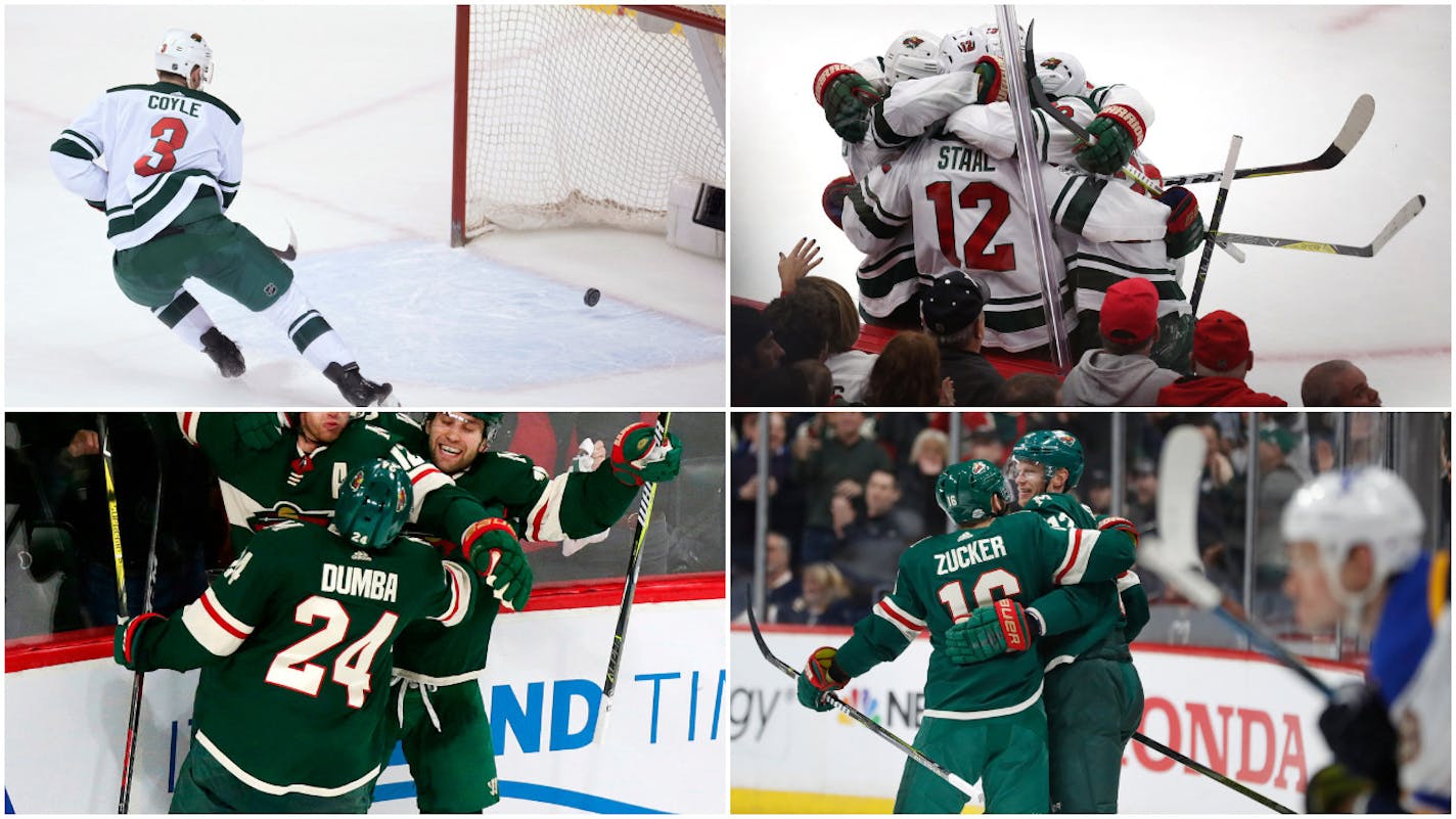 Among the Wild players who could be part of off-season moves are (clockwise from top left) Charlie Coyle, Eric Staal, Jason Zucker and Matt Dumba.