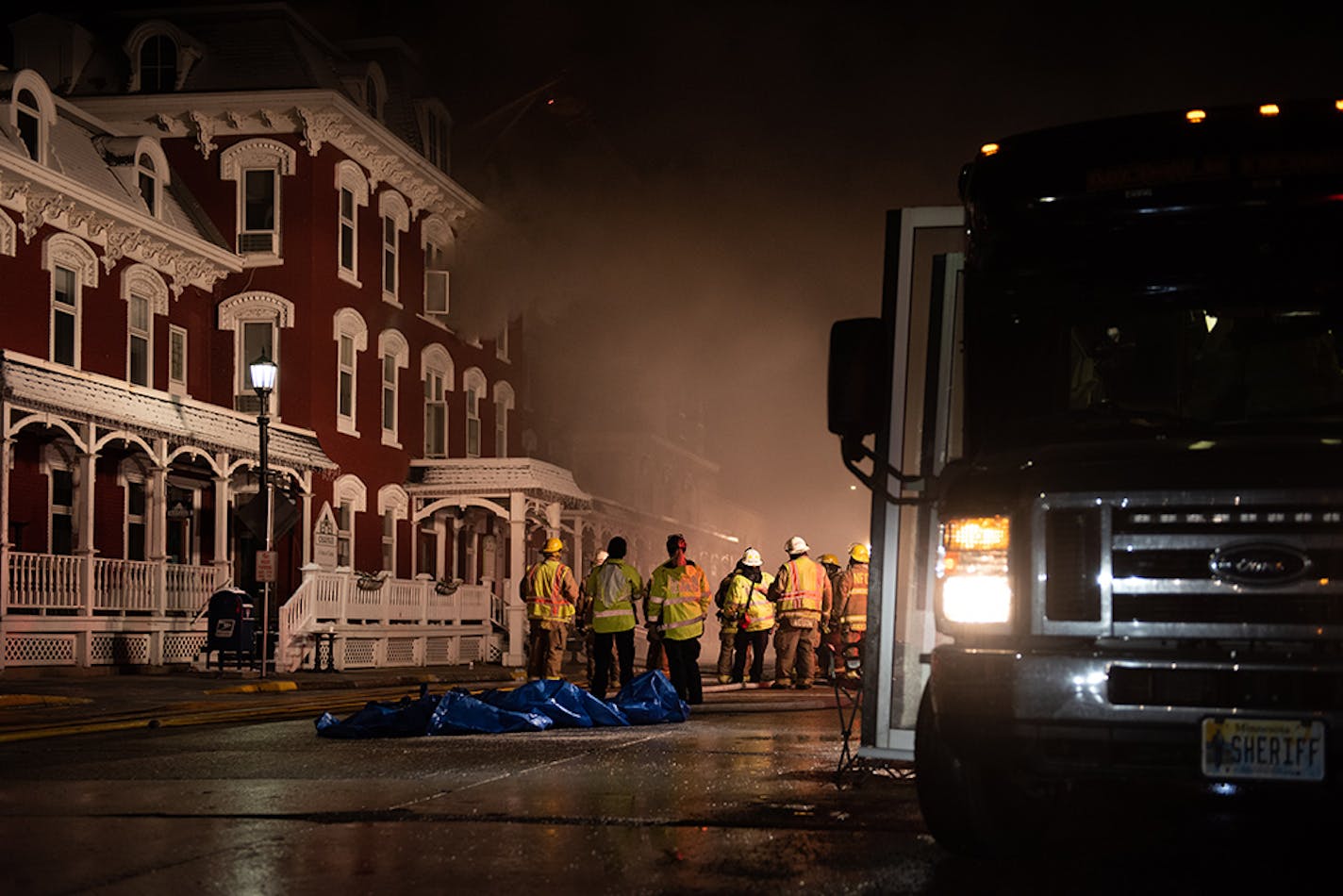 Fire heavily damaged the iconic Archer House River Inn in Northfield, Minn. The blaze broke out about 3:30 p.m. Thursday in the kitchen of the Smoqehouse restaurant.