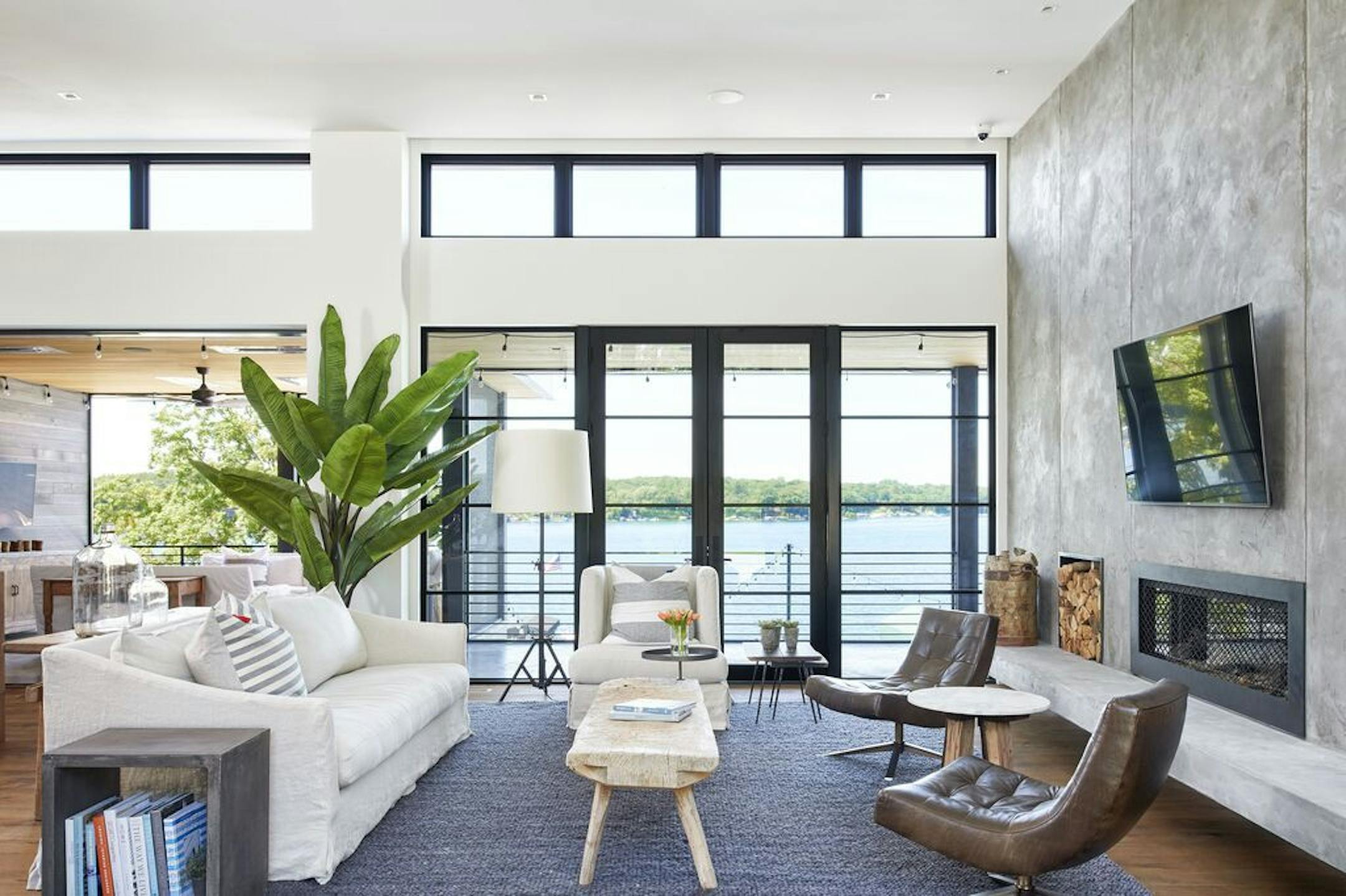 Inside, the main living areas bring the outdoors in.