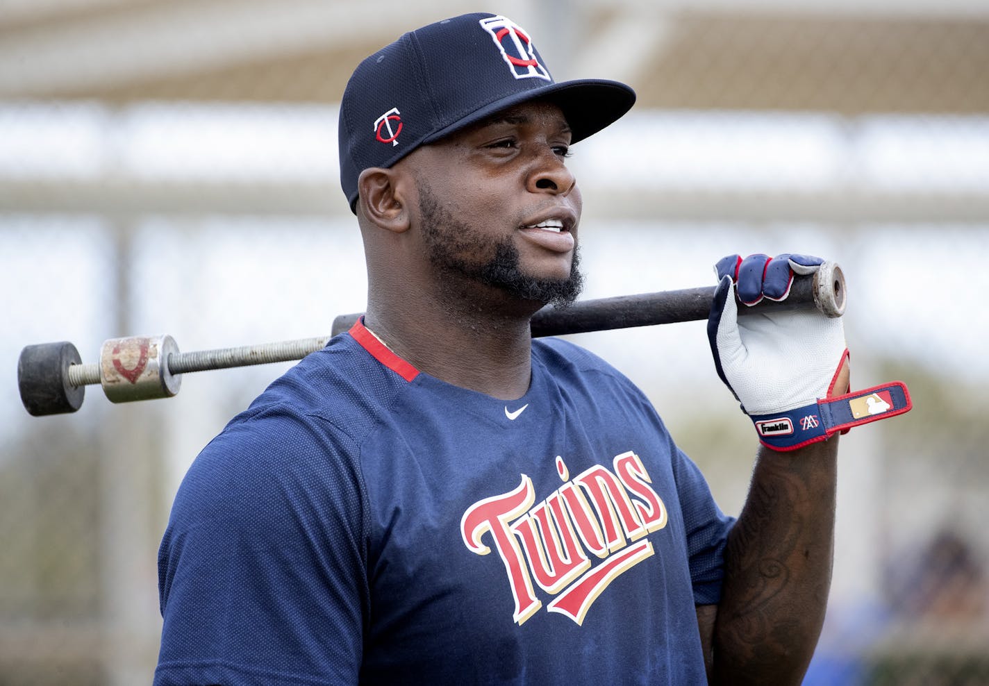 Minnesota Twins Miguel Sano waited to take batting practice. ] CARLOS GONZALEZ • cgonzalez@startribune.com – Fort Myers, FL – February 16, 2020, CenturyLink Sports Complex, Hammond Stadium, Minnesota Twins, Spring Training