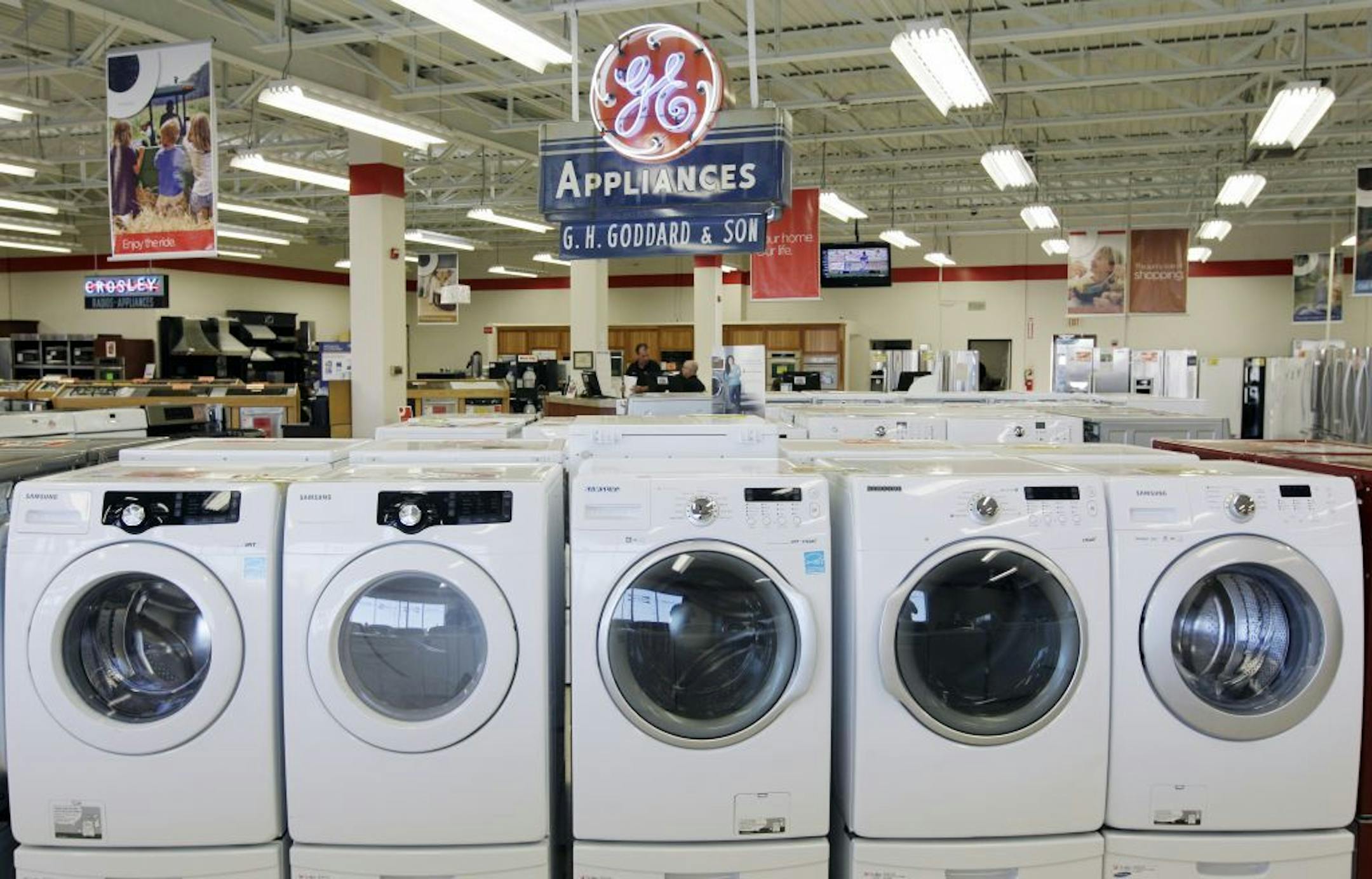 This Oct. 25, 2012 photo shows appliances on display at Orville's Home Appliances store in Amherst, N.Y. The government's snapshot Friday, Oct. 26, 2012, of the U.S. economy's growth will be its last before Americans choose a president in 11 days. It probably won't sway many undecided voters. The first of three estimates of growth for the July-September quarter will likely sketch a picture that's been familiar all year: The economy is growing at a tepid rate, slowed by high unemployment, corpora