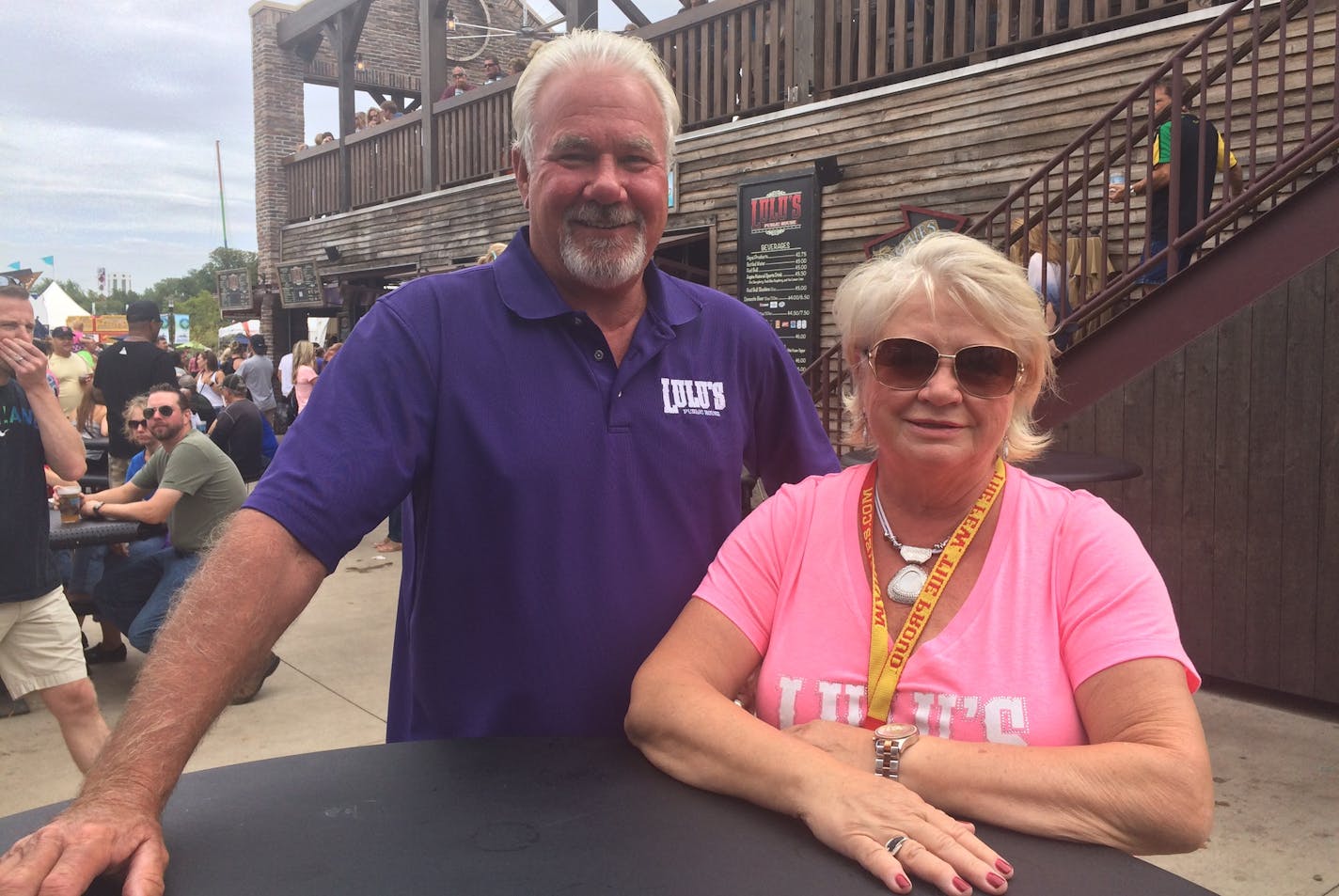 Mike Brennan and Linda Young are two of the three owners of Lulu's Public House at the Minnesota State Fair