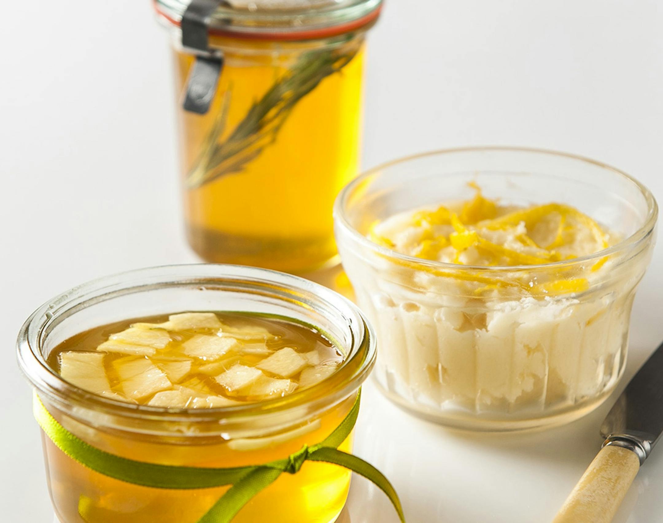 Brighten the flavors of honey by adding rosemary or ginger, or combine it with lemon and butter for a sweet spread.