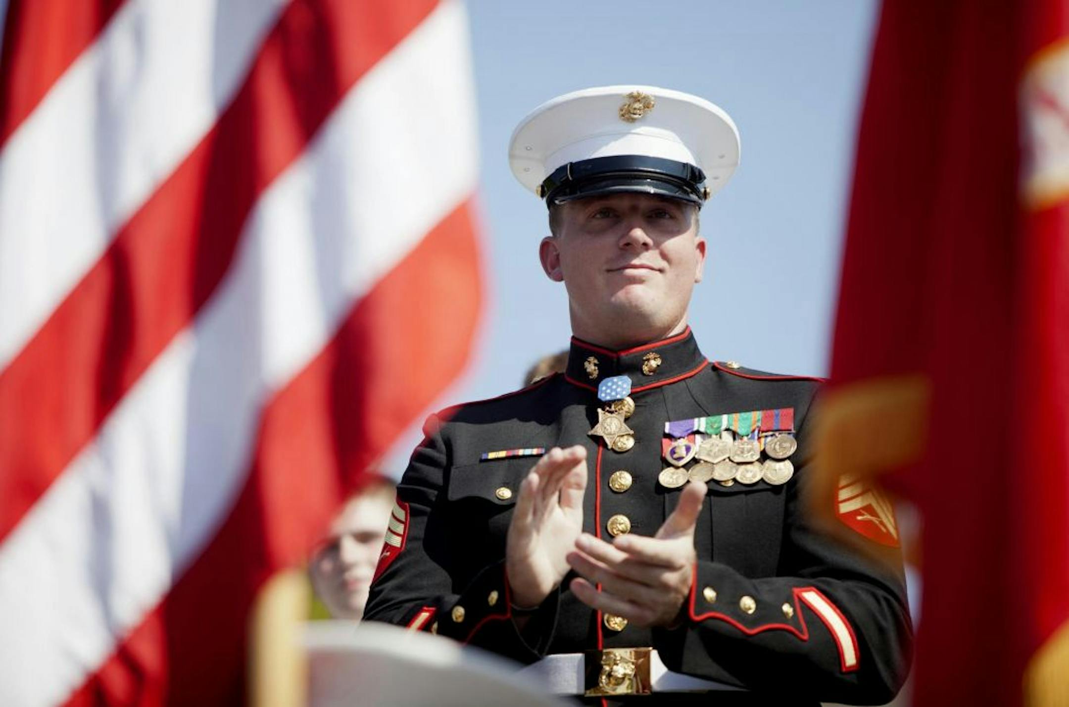 Dakota Meyer, 23, attends the Cow Days parade in Greensburg, Kentucky, September 17th, 2011. While there is no dispute that Meyer merited the medal nomination, a three-month assessment by a McClatchy correspondent who survived the ambush found that the official narrative was grossly embellished. It is filled with errors and inconsistencies, and ascribes actions to Meyer that are unverified or didn't happen.
