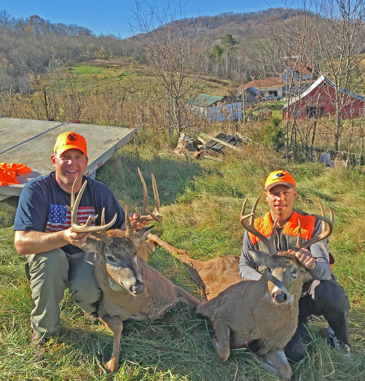 Andy Valek, left, of Cottage Grove, and brother Ryan Valek, right, of St. Paul, both shot these deer within minutes on opening morning 2016.