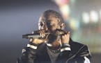 Kendrick Lamar performs on the opening night of his tour for his album &#xec;DAMN&#xee; at Gila River Arena in Phoenix, Ariz., July 12, 2017.