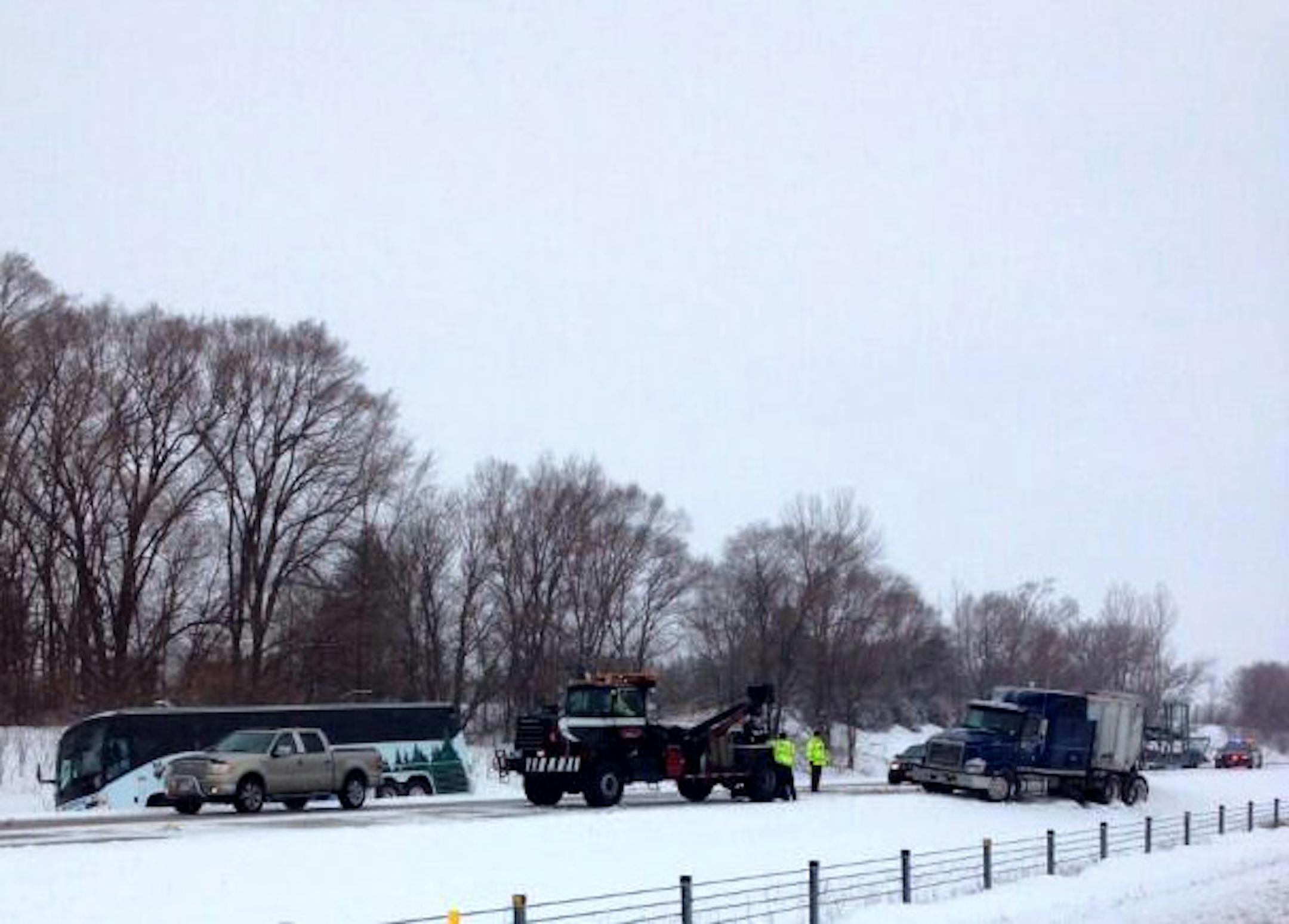 Several crashes and vehicles off the road on I-94 around the St. Cloud area on Tuesday, March 18, 2014.