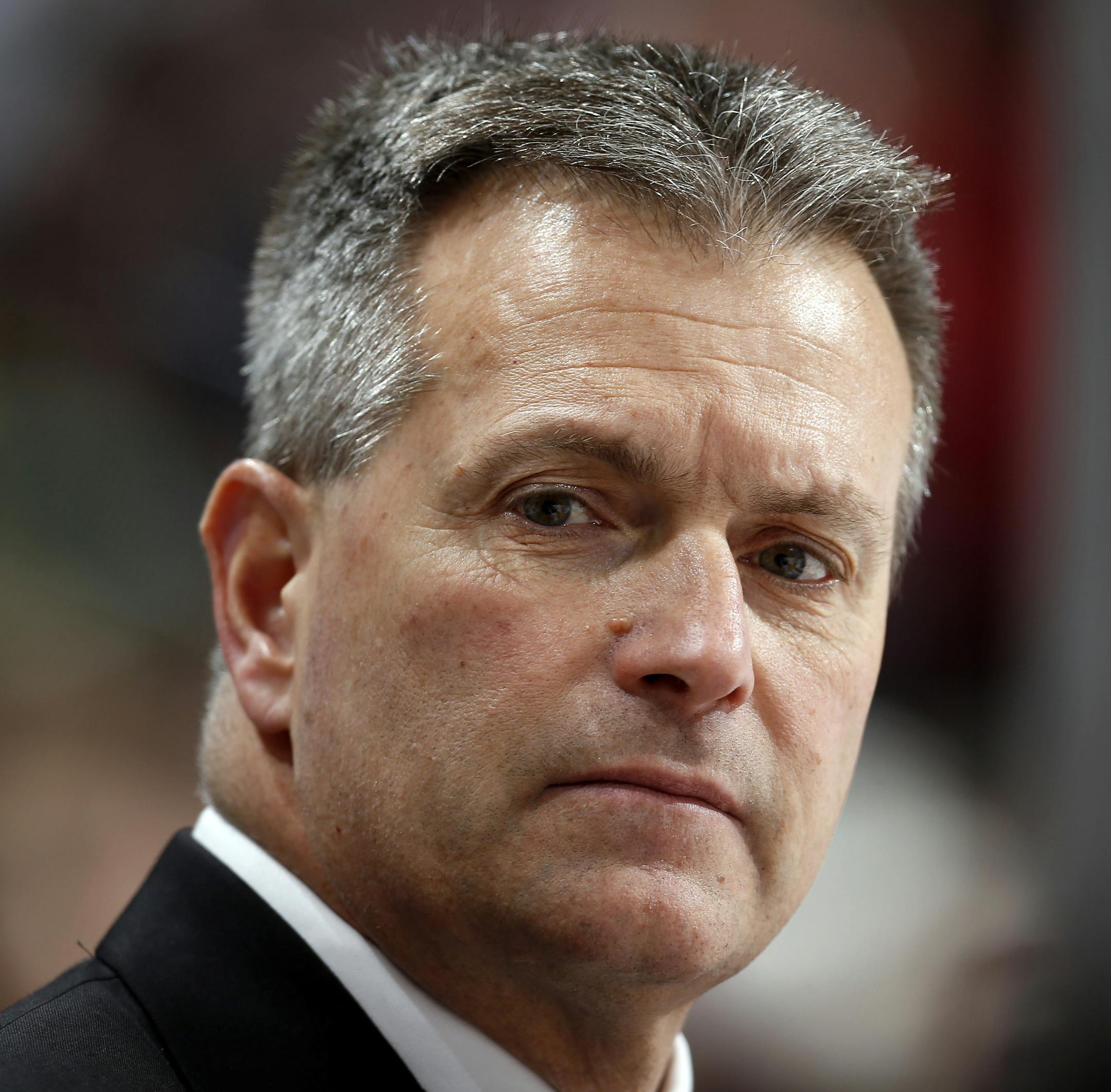 Minnesota head hockey coach Don Lucia in the second period. ] CARLOS GONZALEZ cgonzalez@startribune.com - March 22, 2013, St. Paul, Minn., Xcel Energy Center, NCAA Hockey, WCHA Final Five, semi finals, University of Minnesota Gophers vs. Colorado College Tigers