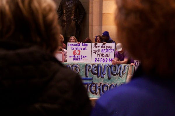 Members of Education Minnesota rallied at the Capitol last week to seek better pensions. The union has taken a quieter approach to reversing the teach