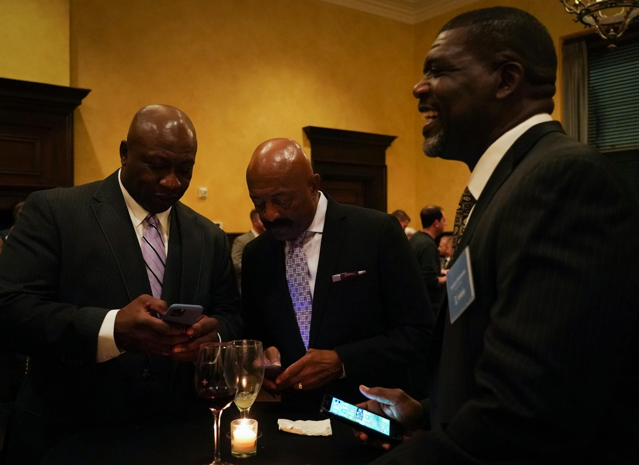 (From left) John Randle, Randall McDaniel and Greg Coleman chatted prior to the Minnesota Sports Awards ceremony.