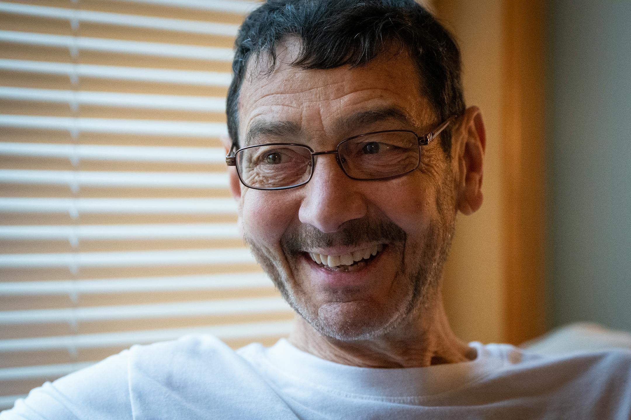 Steve DeBoer in his home in Rochester, Minn. In his prime, he did a marathon in 2:42:20, a 10K in 33:16 and 5K in 16:09.