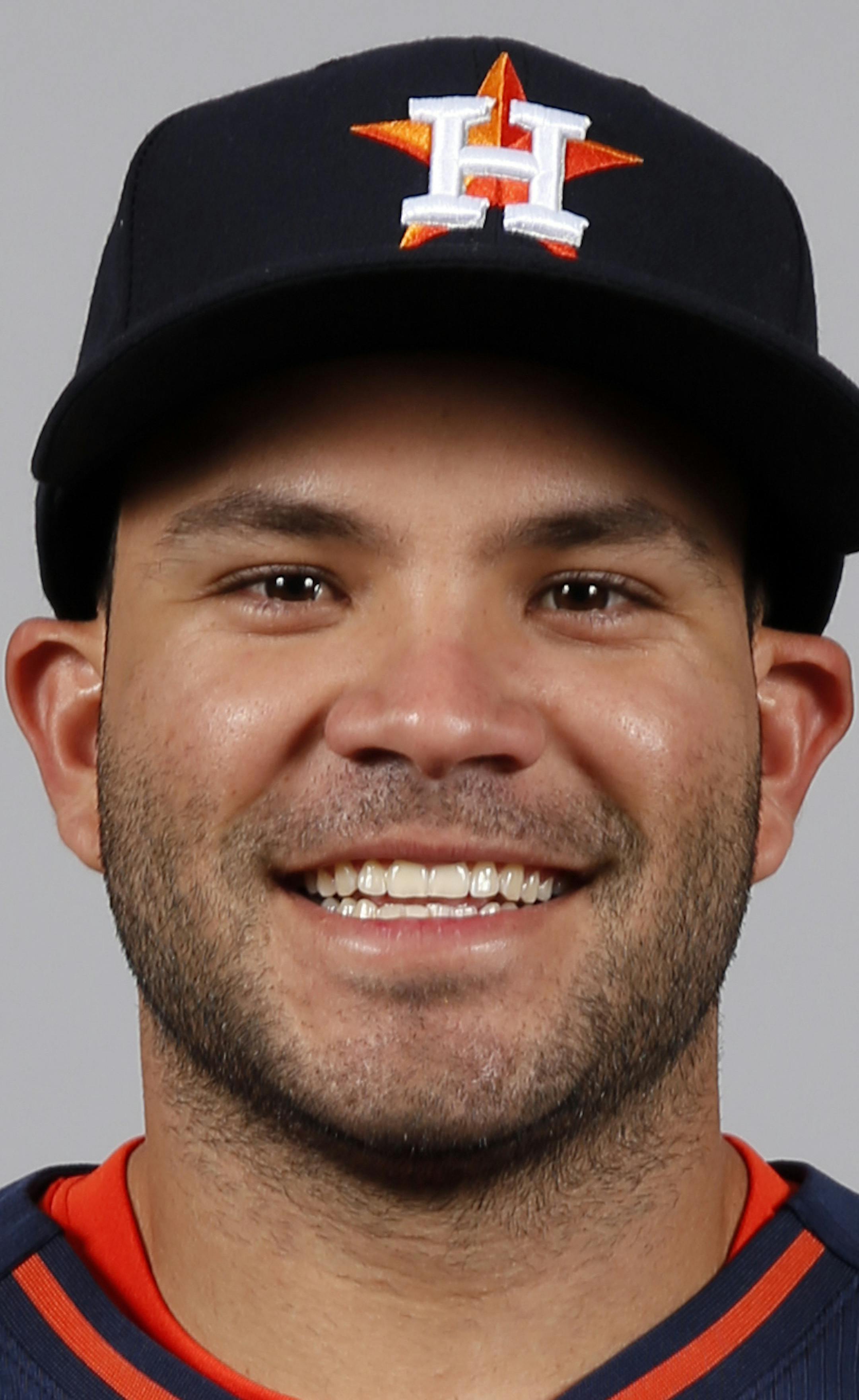 This is a 2014 photo of Jose Altuve of the Houston Astros baseball team. This image reflects the Astros active roster as of, Friday, Feb. 21, 2014, when this image was taken. (AP Photo/Alex Brandon) ORG XMIT: FLAB523