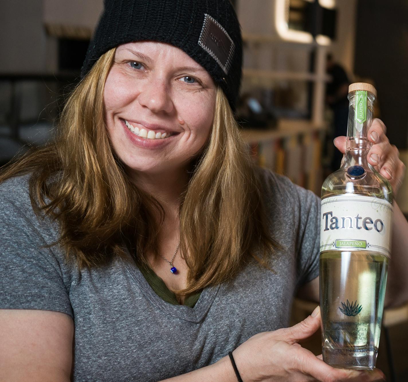 Trish Gavin, Beverage Director at Eat Street Crossing and writer Alex Chhith try some Tanteo, jalapeño flavored tequila in Minneapolis, Minn., on Thursday, Jan. 19, 2023. Trish Gavin and I will be trying out booze poured through a Brita filter to see if the TikTok trend is true — that doing so would provide for a smoother taste.] RICHARD TSONG-TAATARII • richard.tsong-taatarii @startribune.com