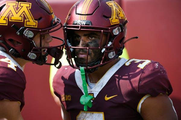 Gophers running back Trey Potts (right) was lost for the season in the Oct. 2 game at Purdue because of an undisclosed injury, but has been cleared fo