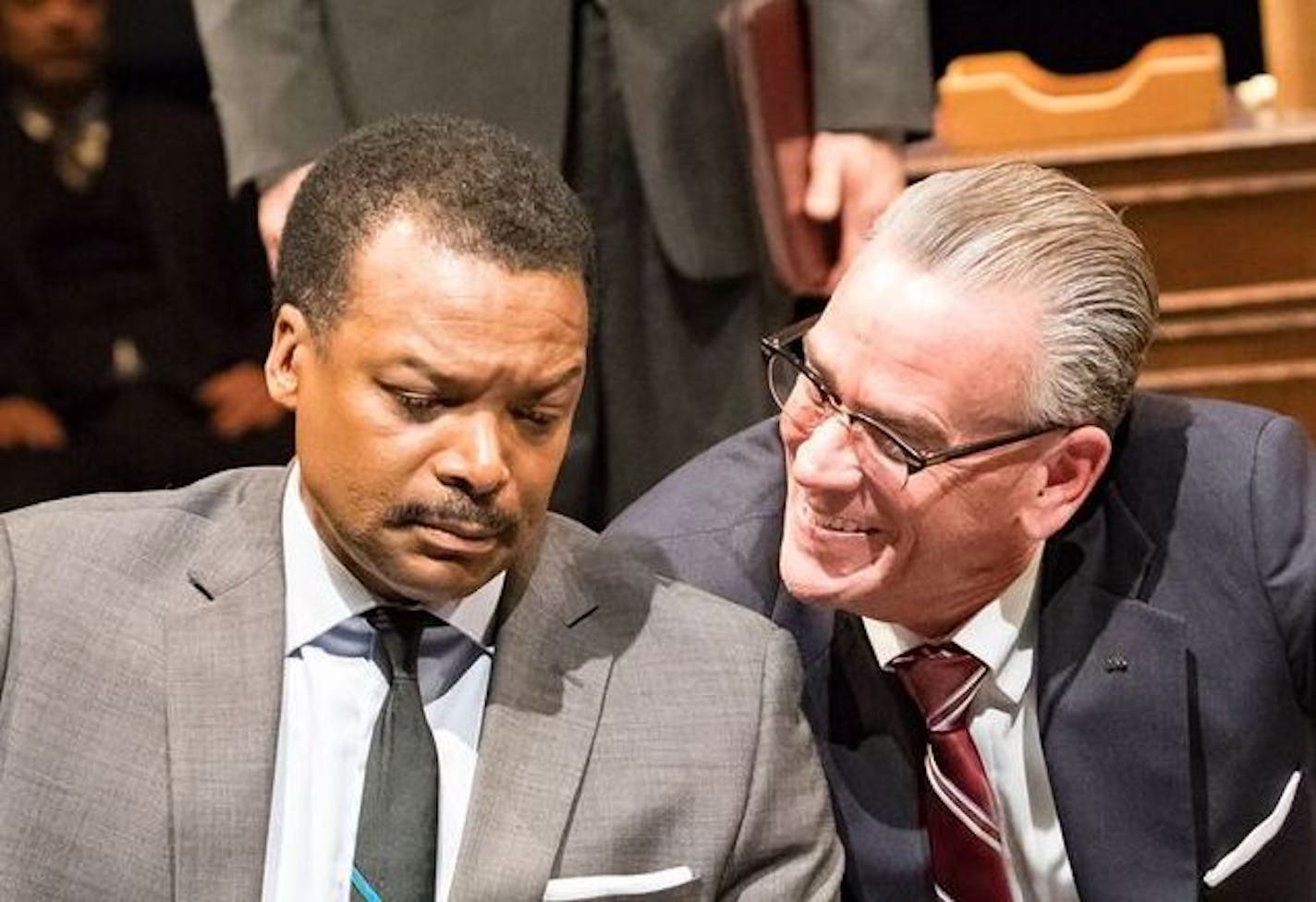 Shawn Hamilton as MLK and Pearce Bunting as LBJ in "The Great Society" at History Theatre.