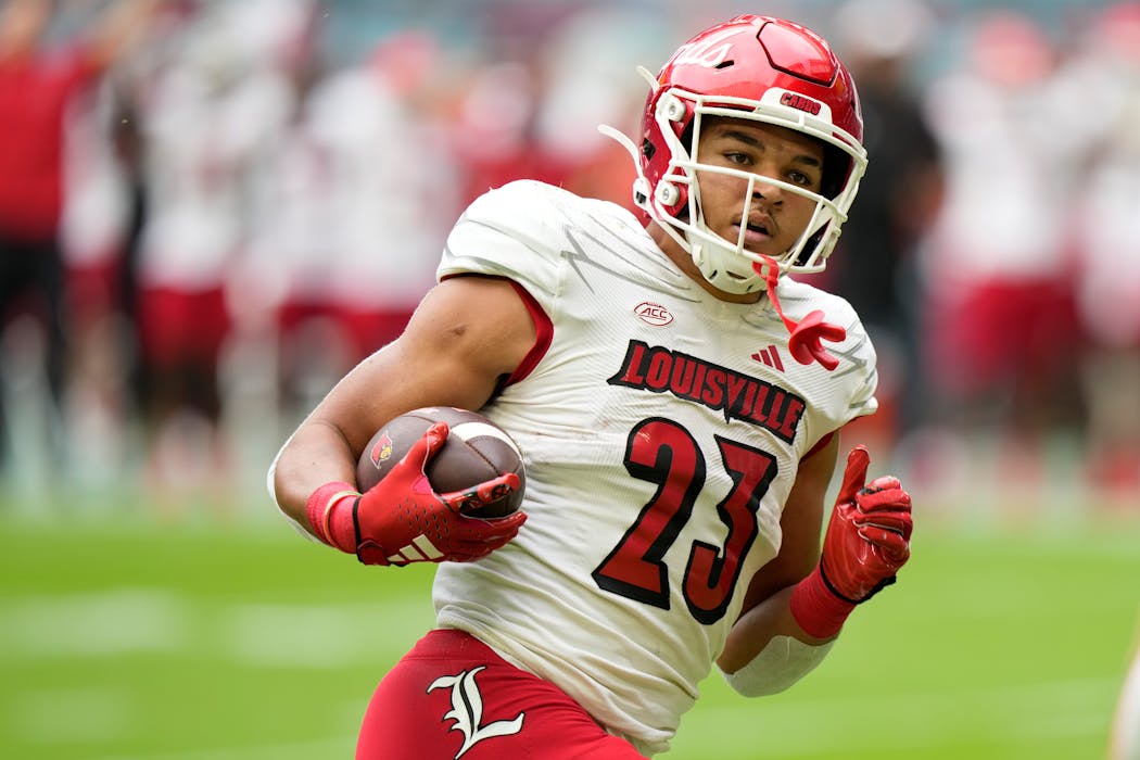 Louisville running back Isaac Guerendo could be a dynamic kick returner for the Vikings, taking advantage of new NFL rules. 