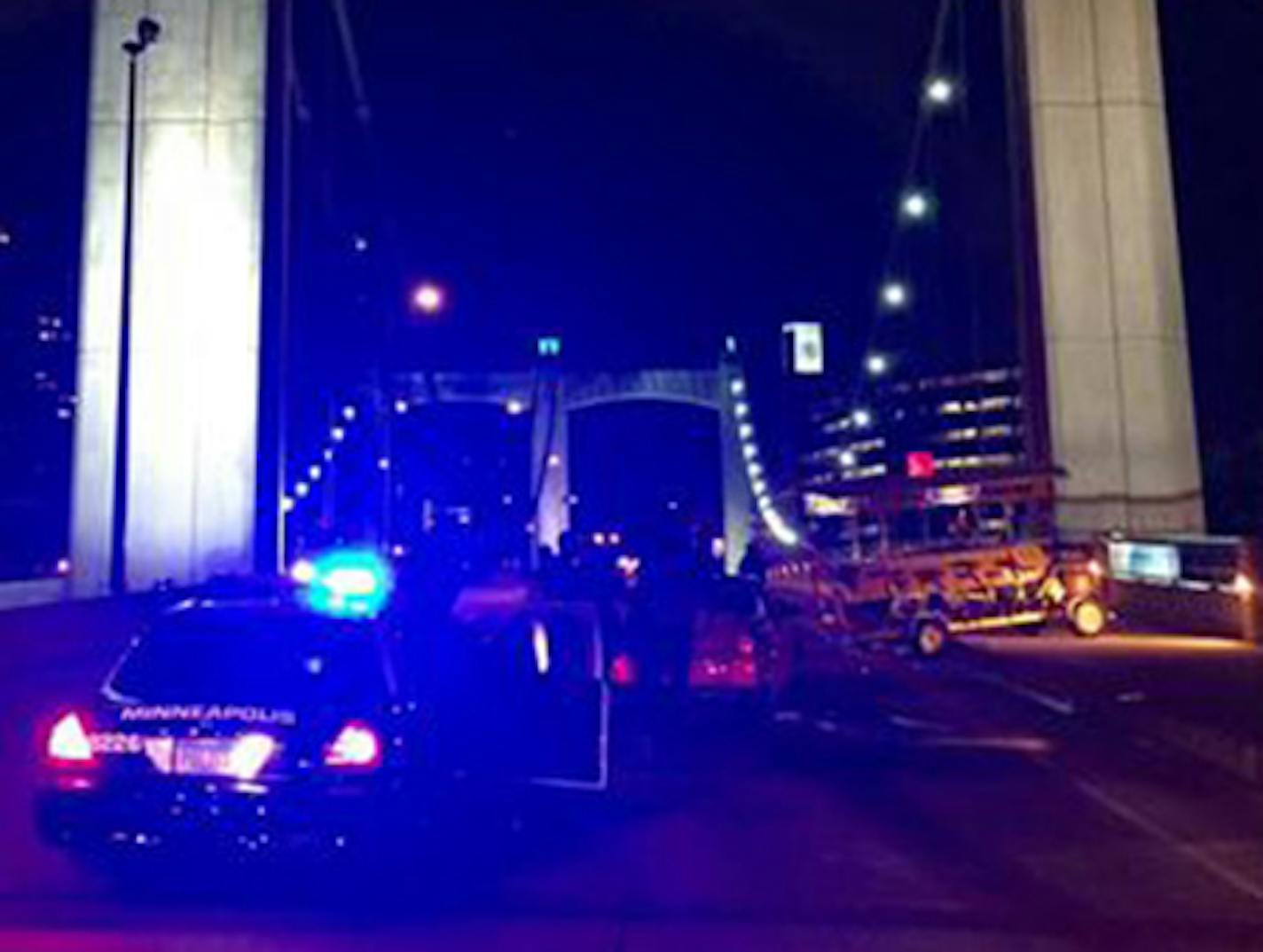 Minneapolis police responded to a pedal pub rear-ended on the Hennepin Avenue bridge about 10 p.m. Wednesday.