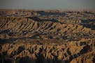 The Badlands, viewed from the Pine Ridge Indian Reservation, in South Dakota.