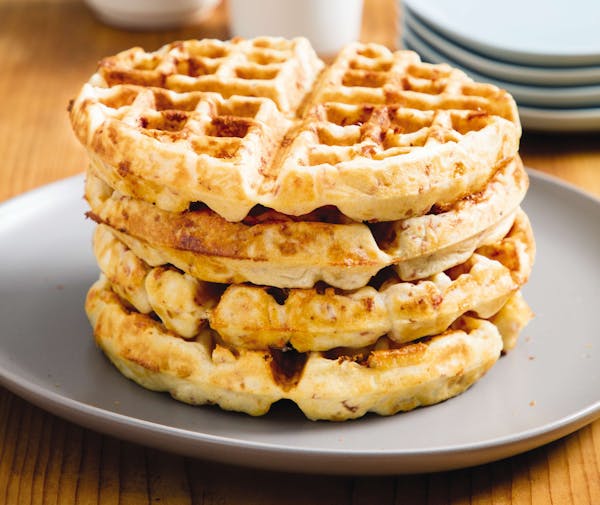 Recipes: Ham and Cheese Waffles; Ricotta Spoonable; Soba With Edamame; Shaking Beef